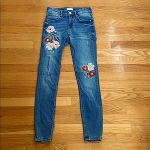ZARA Mid-Rise Embroidered Jeans